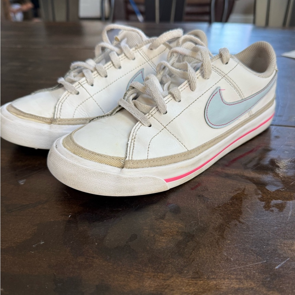 Nike White Sneakers with Pink and Beige Accents